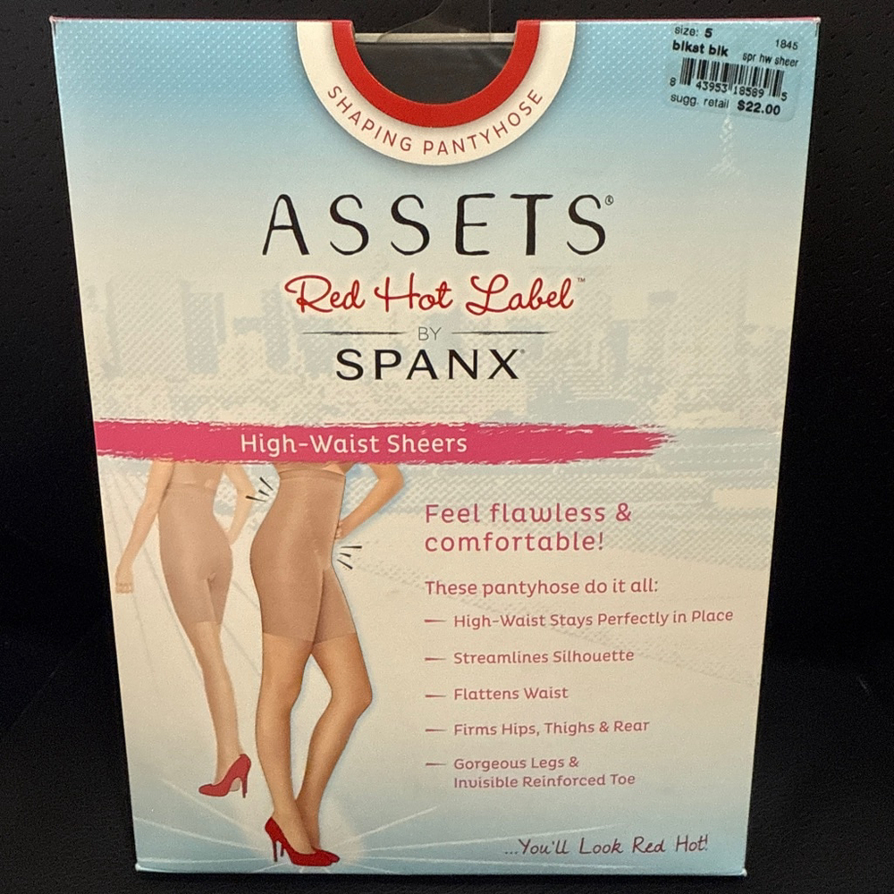 ASSETS by SPANX Black High-Waist Sheers Size 5/220-265lb 5’4”-6’0”